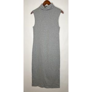 Jesse Kamm Dress Cylinder Gray Maxi Turtleneck Sleeveless Neutral Minimal XS